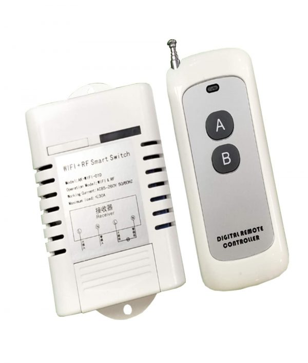 WiFi RF Single Channel Remote Control Smart Switch Receiver with Transmitter High Power 30A