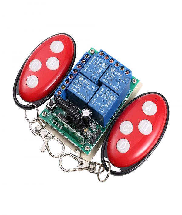 Wireless 433Mhz 4 Channel RF Remote Control Switch Receiver with Two Transmitters