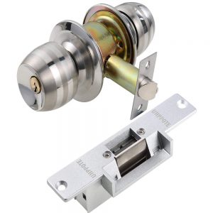  Fail Secure Electric Strike Lock & Round Cylindrica Knob Lock