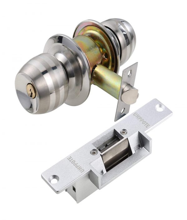  Fail Secure Electric Strike Lock & Round Cylindrica Knob Lock