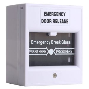 Wired Security Button with Hands Break Glass for Emergency Fire Alarm Release-White