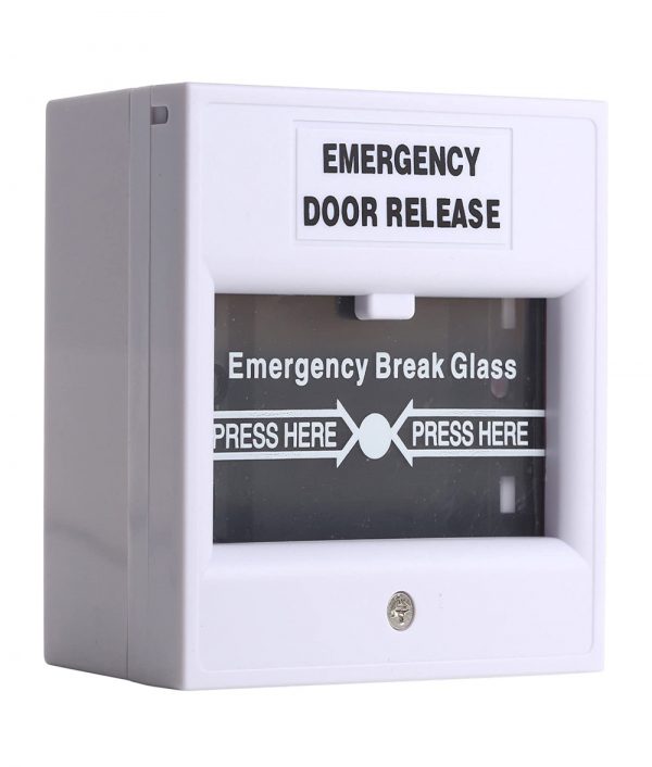 Wired Security Button with Hands Break Glass for Emergency Fire Alarm Release-White