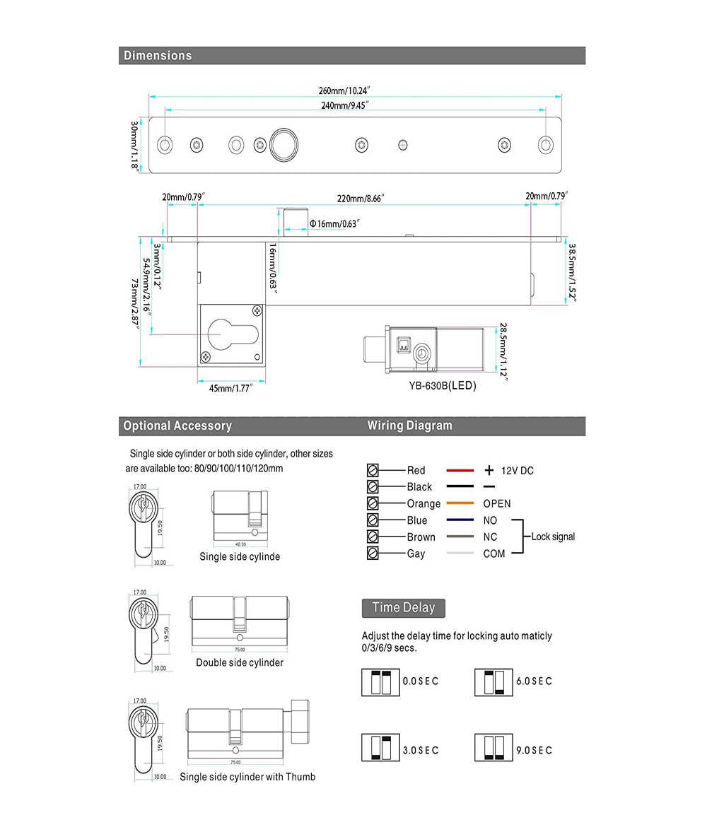 Electric Drop Bolt Lock Key & Manual Open Fail Secure Electric Manual Open  with Cylinder