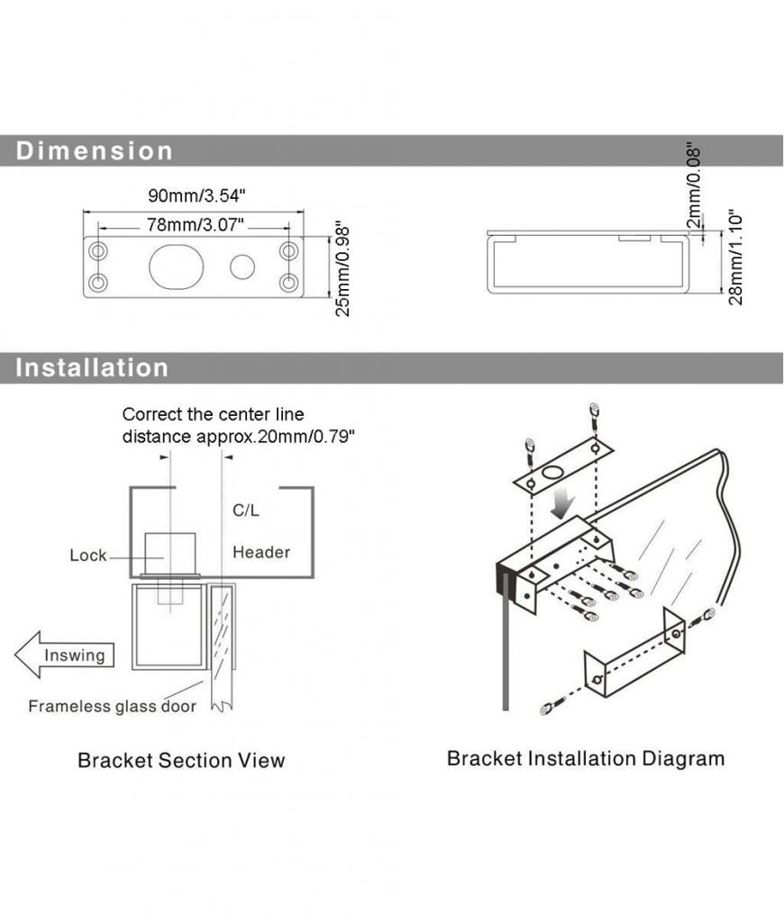 Door Stainless Steel Bracket Clamp For Frameless Glass Door Bolt Lock
